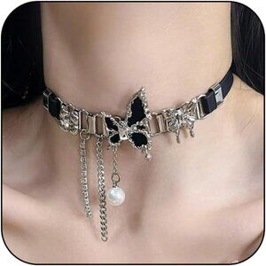 Lightweight Goth Black Butterfly Choker - Statement Necklace for All Occasions